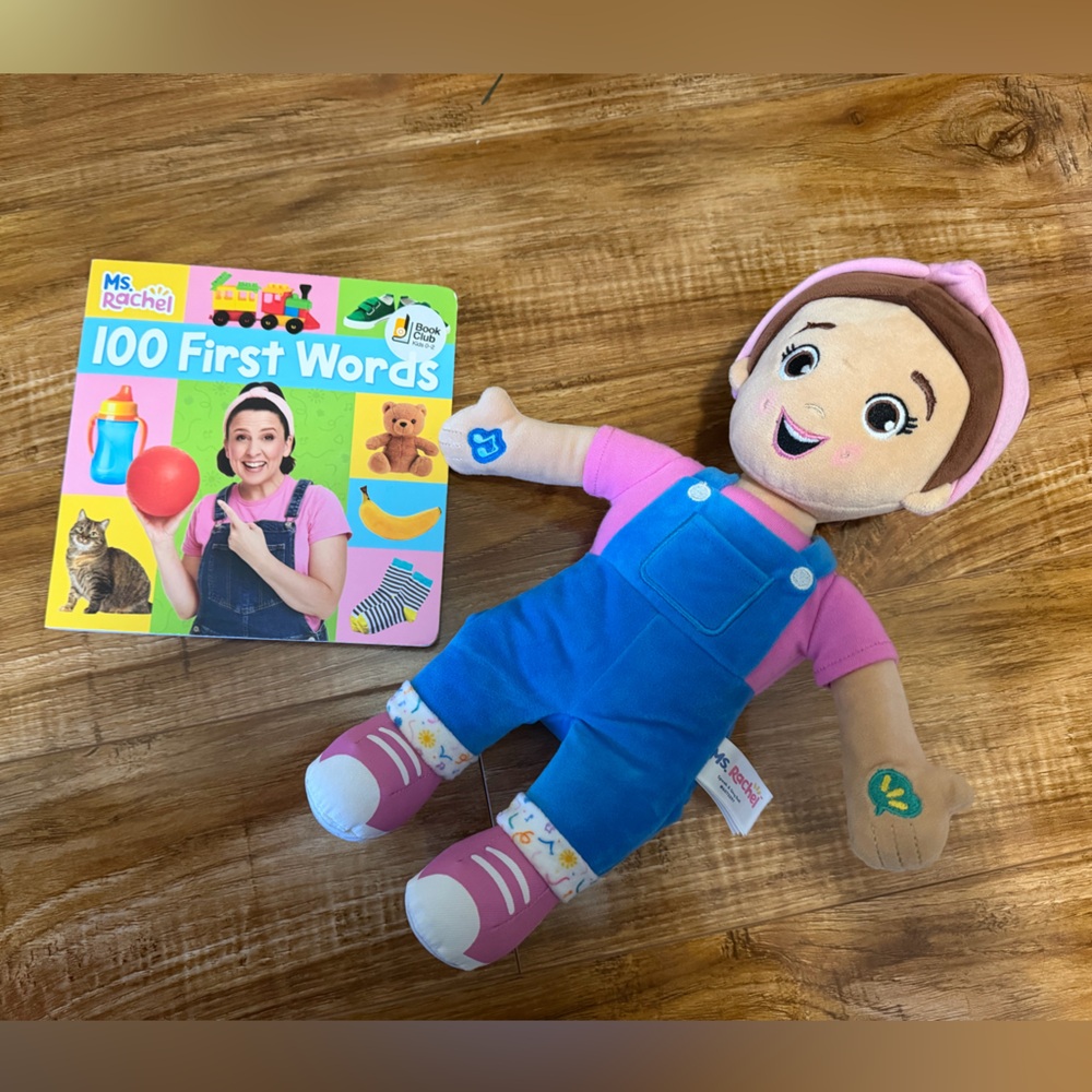 Blue and Pink Kids Plush Doll with Book